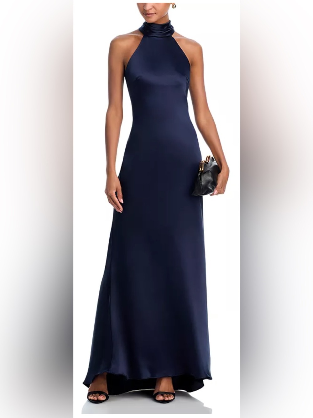 Aqua Sleeveless Satin Gown